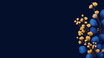 A blue and yellow flower with a blue background