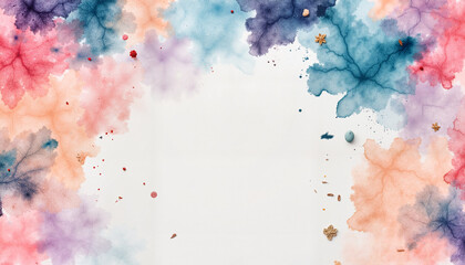 Obraz premium Abstract watercolor background with colorful floral elements 