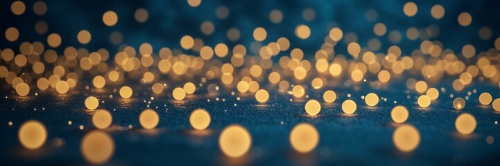 Golden bokeh lights create a magical and festive abstract background