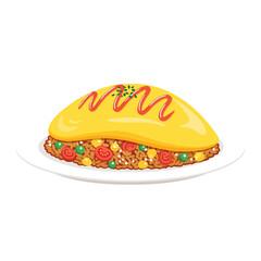 Delicious Omurice Fried Rice Topped with Soft Fluffy Egg and Rich Sauce