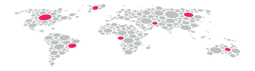 World Map Outline – Black and White Dot and Line Style Vector Illustration

