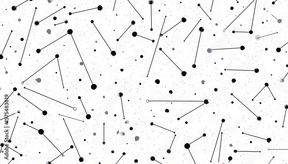 Poster abstract pattern with black lines and dots on white background