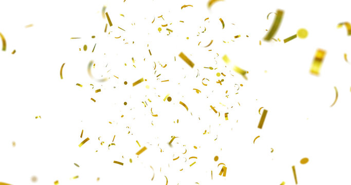Golden Confetti Transparent Background. Gold Confeti Failling White Background. 3d Rendering Transparent Confeti. bright confetti isolated on transparent background. - Powered by Adobe