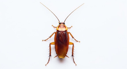 Cockroach isolated on white background, a common household pest