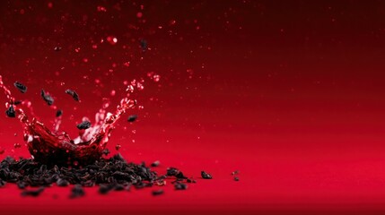 A splash of red liquid on a red background