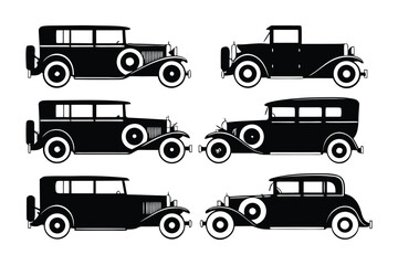Vintage Car Silhouettes: A series of meticulously crafted silhouettes of classic automobiles, transporting viewers to an era of elegance and mechanical artistry.