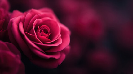 A close up of a red rose with a dark background