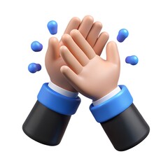 3d icon of cartoon hands clapping in celebration isolated on white background