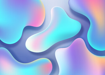 Abstract background featuring pastel fluid shapes in soft gradient hues of pink blue and yellow
