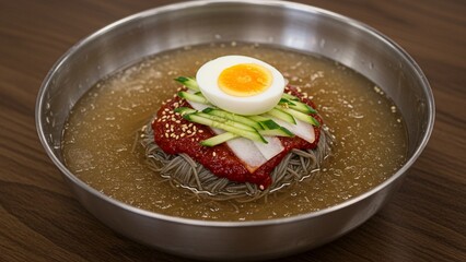 Cold Korean buckwheat noodles (naengmyeon)