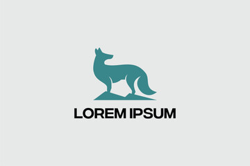 Coyote silhouette animal logo vector image template