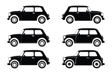 Naklejka premium Classic Car Silhouette Collection: A series of sleek, iconic classic car silhouettes, perfect for adding a touch of timeless style to your designs.