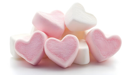Fototapeta premium sweet heart shape of marshmallow isolated on white background.