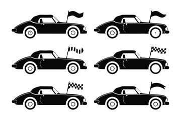 Classic Car silhouettes: A collection of classic car silhouettes showcases vintage elegance and automotive design, perfect for illustrating travel and lifestyle themes.