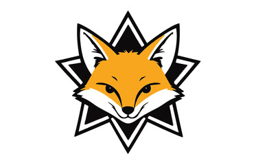 "Minimal Fox Face Vector – Asymmetrical Star Outline on White Background"