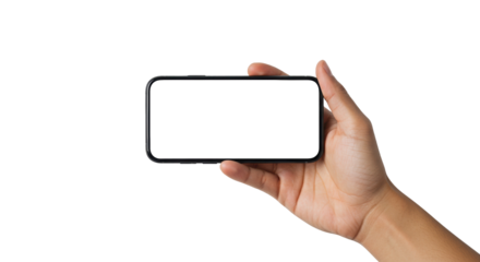 Hand Holding Smartphone with Black Screen Showing Technology and Communication.