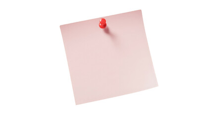 Pink Sticky Note with Red Push Pin Office Supply Reminder.