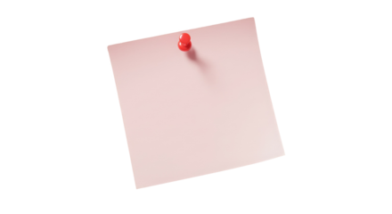Pink Sticky Note with Red Push Pin Office Supply Reminder.