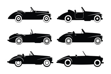 Classic Car Silhouettes: These sleek silhouettes showcase a collection of vintage convertibles, exuding timeless elegance and retro appeal. A visual ode to automotive history.