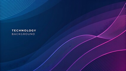 Abstract technology background with flowing lines and gradient colors from blue to purple suitable for digital presentations and websites