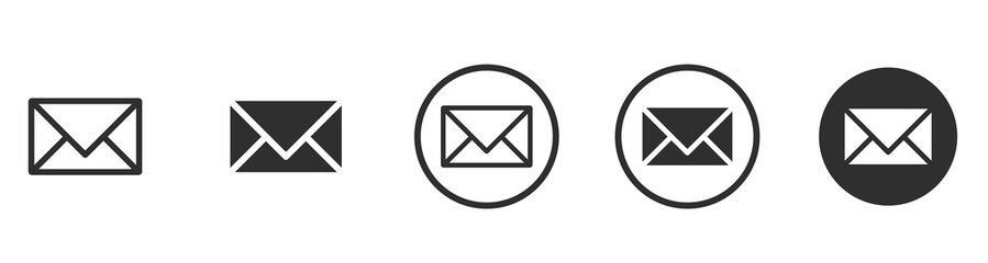 Mail Icon Set &ndash; Email, Envelope, Message, Inbox, Send & Receive Symbols - Flat Vector