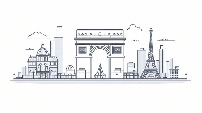 Line drawing of the parisian skyline.