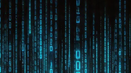 Blue binary code data flowing on computer screen - Powered by Adobe
