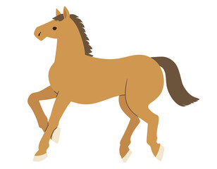 走る馬のイラスト_輪郭線無し