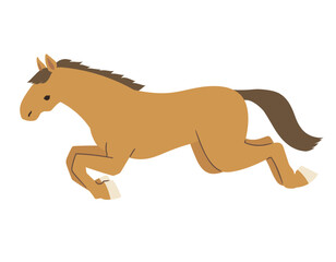 跳ぶ馬のイラスト_輪郭線無し