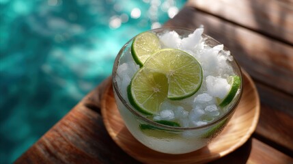 Refreshing Lime Drink by the Pool