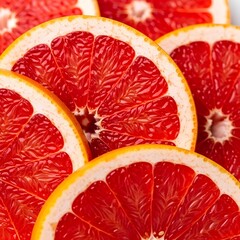 Closeup Sliced Red Grapefruit Texture - Vibrant Citrus, Healthy Fruit Macro, Refreshing Pulp, Natural Food Detail, Juice, Vitamin C