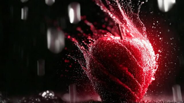 Red Apple Water Splash: High Speed Photography