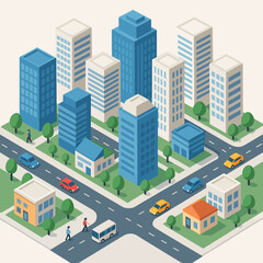 Isometric Illustration of a Modern Cityscape