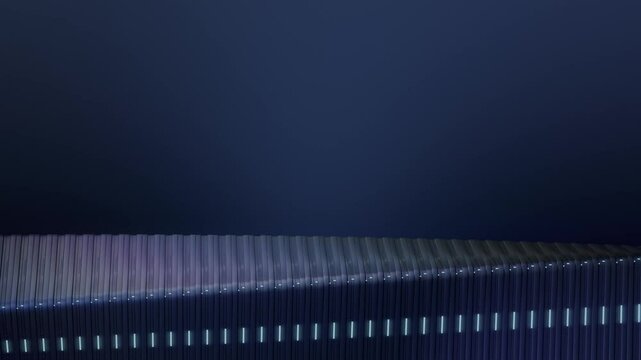A clean, minimalist abstract animation featuring series of metallic elements on dark background