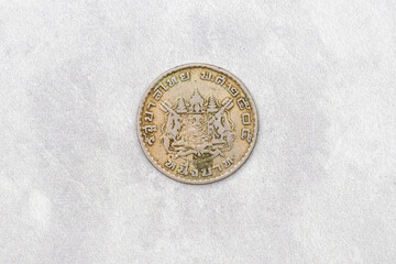 Antique Thailand Satang coin. Authentic Thai Baht currency money, showcasing the historical value of Asian finance.