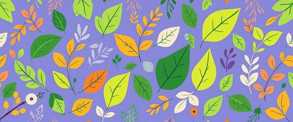 Seamless horizontal ESG pattern featuring stylized leaves and eco-friendly elements for sustainable background,  template,  texture