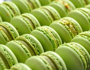 피스타치오 마카롱 클로즈업 Close-Up of Pistachio Macarons