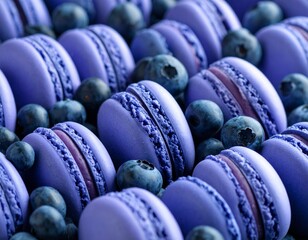 블루베리 마카롱 클로즈업 디테일 Close-Up Detail of Blueberry Macarons