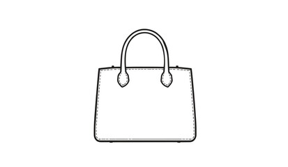 "Minimal Vector Handbag Outline – Classic Line Art on White Background"