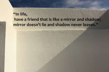 Life and shadows quotes - In life, have a friend that is like a mirror and shadow; mirror doesn't...