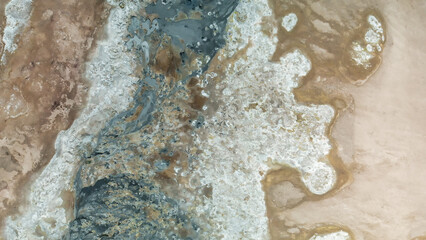 Myvatn, Iceland. Aerial view of hot springs in Hverir - Namafjall Geothermal Area