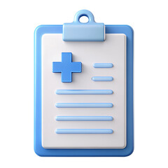 Obraz premium A medical clipboard with a plus sign and document isolated on transparent background