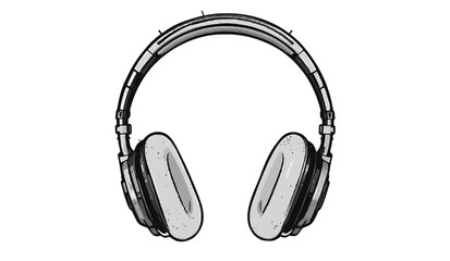 "Minimal Headphones Vector – Front View Line Art on White Background"