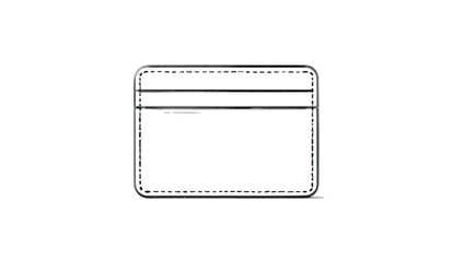 "Minimal Cardholder Wallet Vector – Thin Outline Front View on White Background"