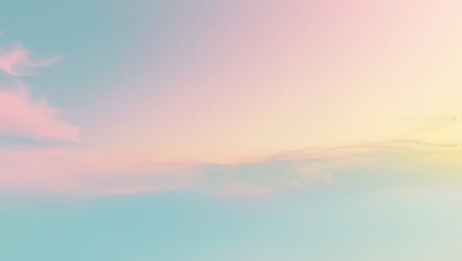 Soft pastel gradient sky with wispy pink and blue clouds at sunrise or sunset creating a dreamy ethereal atmosphere