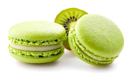 Kiwi macaron isolated on white background