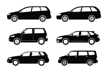 Modern Vehicles Silhouettes: This image showcases a collection of sleek, contemporary car silhouettes, embodying the essence of modern automotive design.