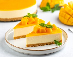 망고 치즈케이크 슬라이스 Mango Cheesecake Slices