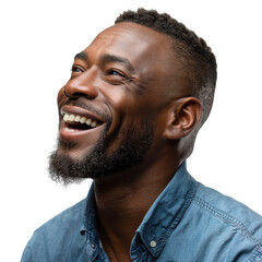 Obraz premium Joyful man smiling with genuine happiness in casual attire during a candid moment captured indoors