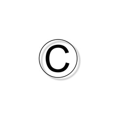 This image shows a bold, black capital letter C centered inside a black square border on a plain...
